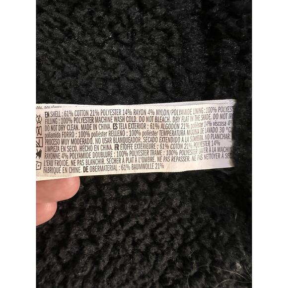 Women Black Denim Trucker Jean Jacket Removable Sherpa Collar SZ Med Forever 21 - Picture 7 of 8